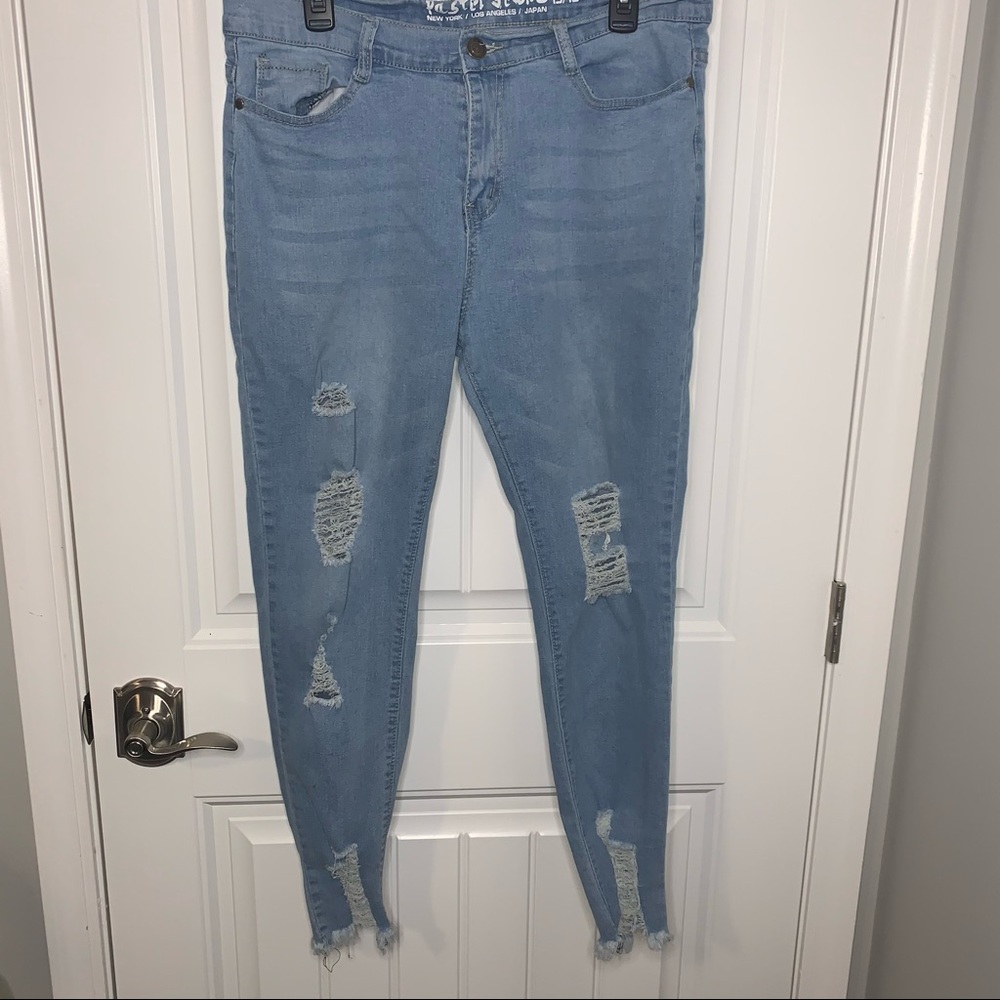 Pastel Jeans Hi Rise Distressed Skinny Jeans